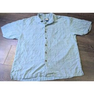 Porcini Silk Short Sleeve Button Up Shirt Size XL Blue (550)
